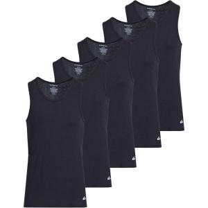 Quiksilver Undershirt Tank Tops for Men – 5 Pack Lightweight Ribbed Tanktops(Black)