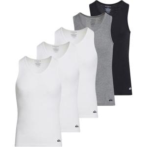 Quiksilver Undershirt Tank Tops for Men – 5 Pack Lightweight Ribbed Tanktops(White grey black)