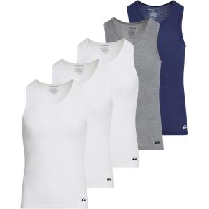 Quiksilver Undershirt Tank Tops for Men – 5 Pack Lightweight Ribbed Tanktops(White grey blue)