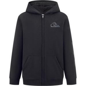 Quiksilver boys Full-zip Sherpa Lined Fleece Hoodie Sweatshirt(Black)