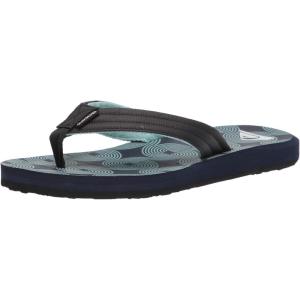 Quiksilver mens Quiksilver Men’s Carver Print 3 Point Flip Flop Athletic Sandal(Black/Blue/White)