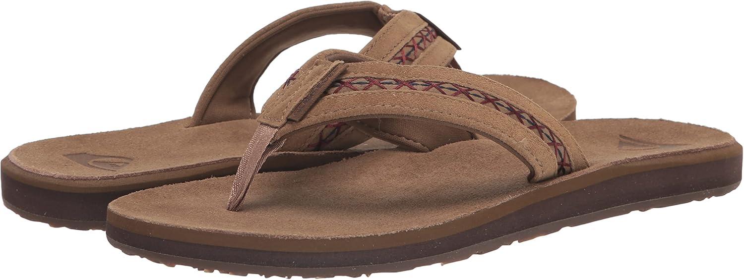 imageQuiksilver mens Quiksilver Mens Carver Leather Flip Flop SandalTan 1