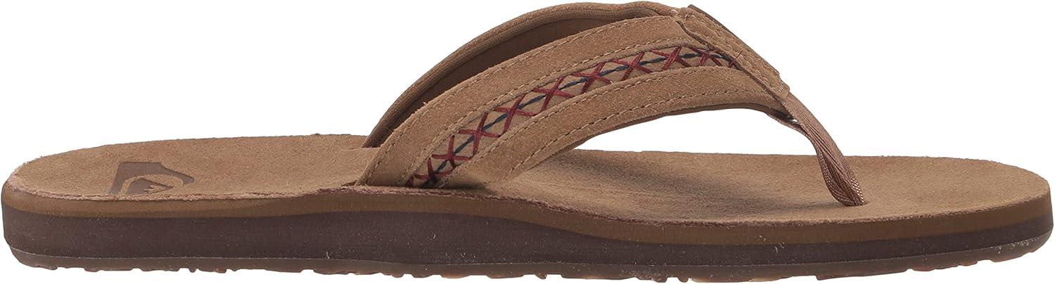 imageQuiksilver mens Quiksilver Mens Carver Leather Flip Flop SandalTan 1