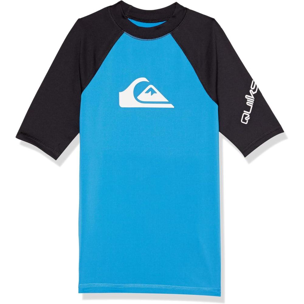 imageQuiksilver Boys Time Short Sleeve Youth Rashguard Surf ShirtBlithe Black