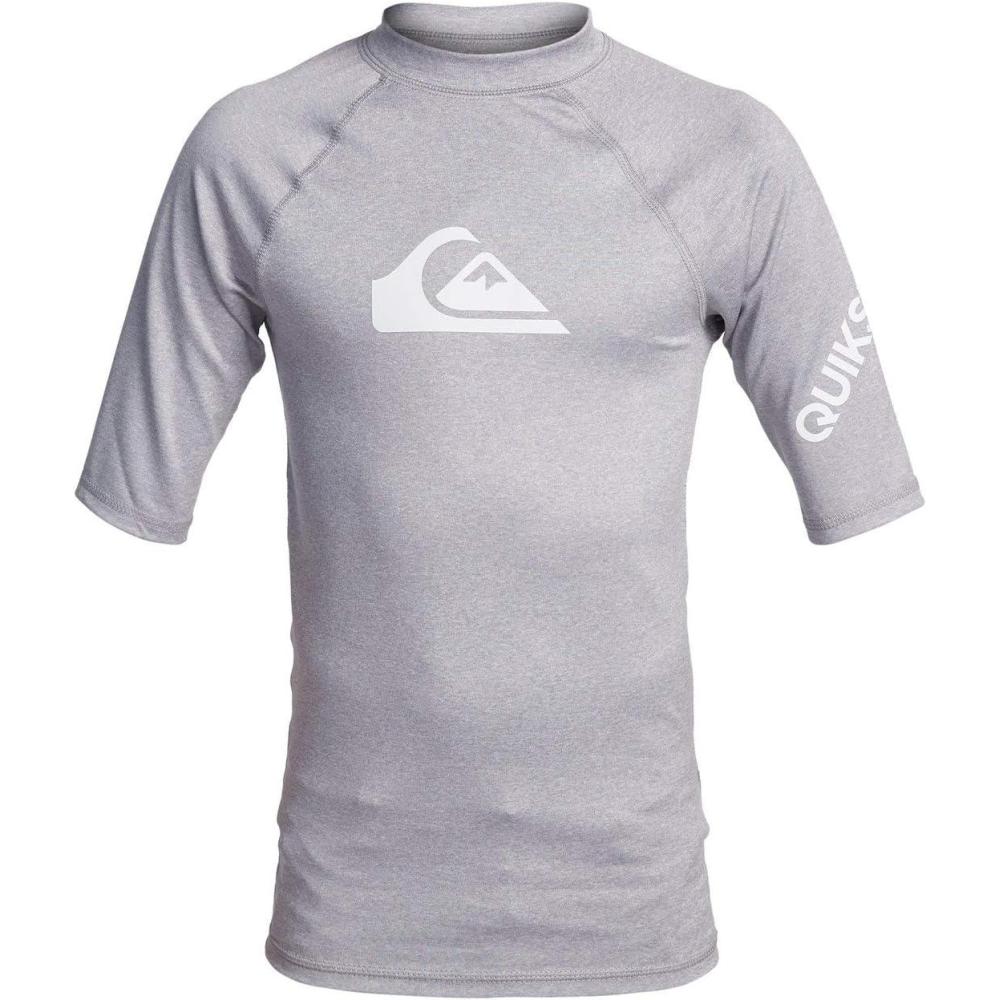 imageQuiksilver Boys Time Short Sleeve Youth Rashguard Surf ShirtSleet Heather