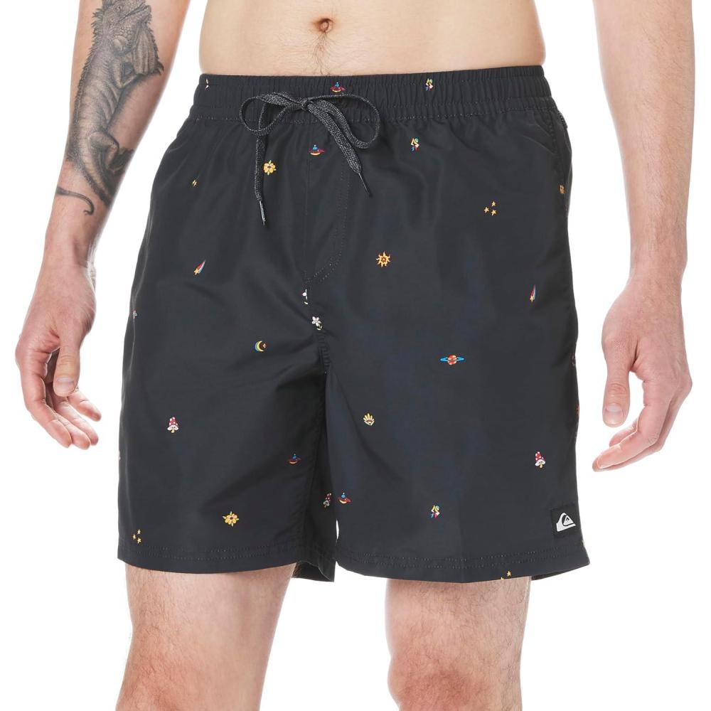 imageQuiksilver Mens Quiksilver Mens Remade Mix 17 Volley Boardshort Swim TrunkBlack 241