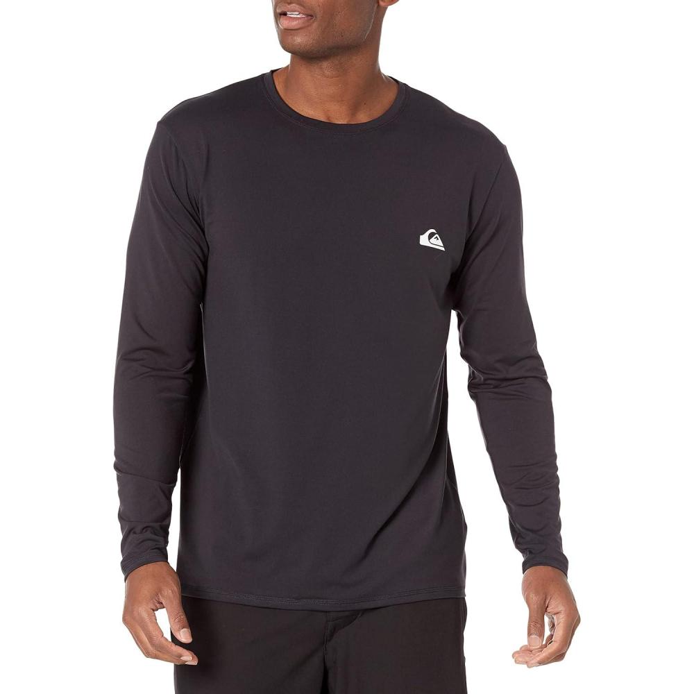 imageQuiksilver Mens Quiksilver Mens Solid Streak Long Sleeve Rashguard UPF 50 Sun Protection Surf ShirtBlack