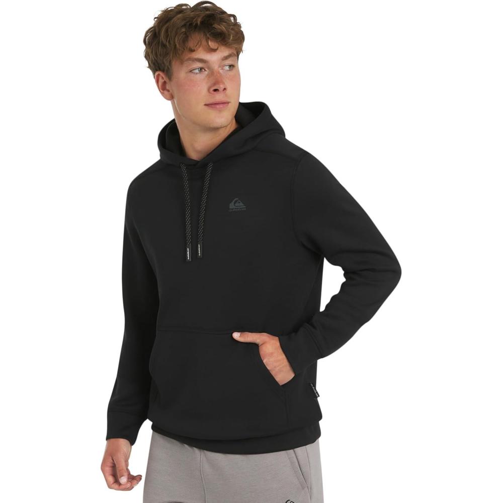 imageQuiksilver Mens Regular Fit Active Performance Heavyweight Jacquard Mesh and Polar Fleece Pullover Hoodie SXLBlack Onyx
