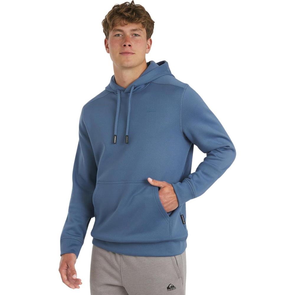 imageQuiksilver Mens Regular Fit Active Performance Heavyweight Jacquard Mesh and Polar Fleece Pullover Hoodie SXLElemental Blue