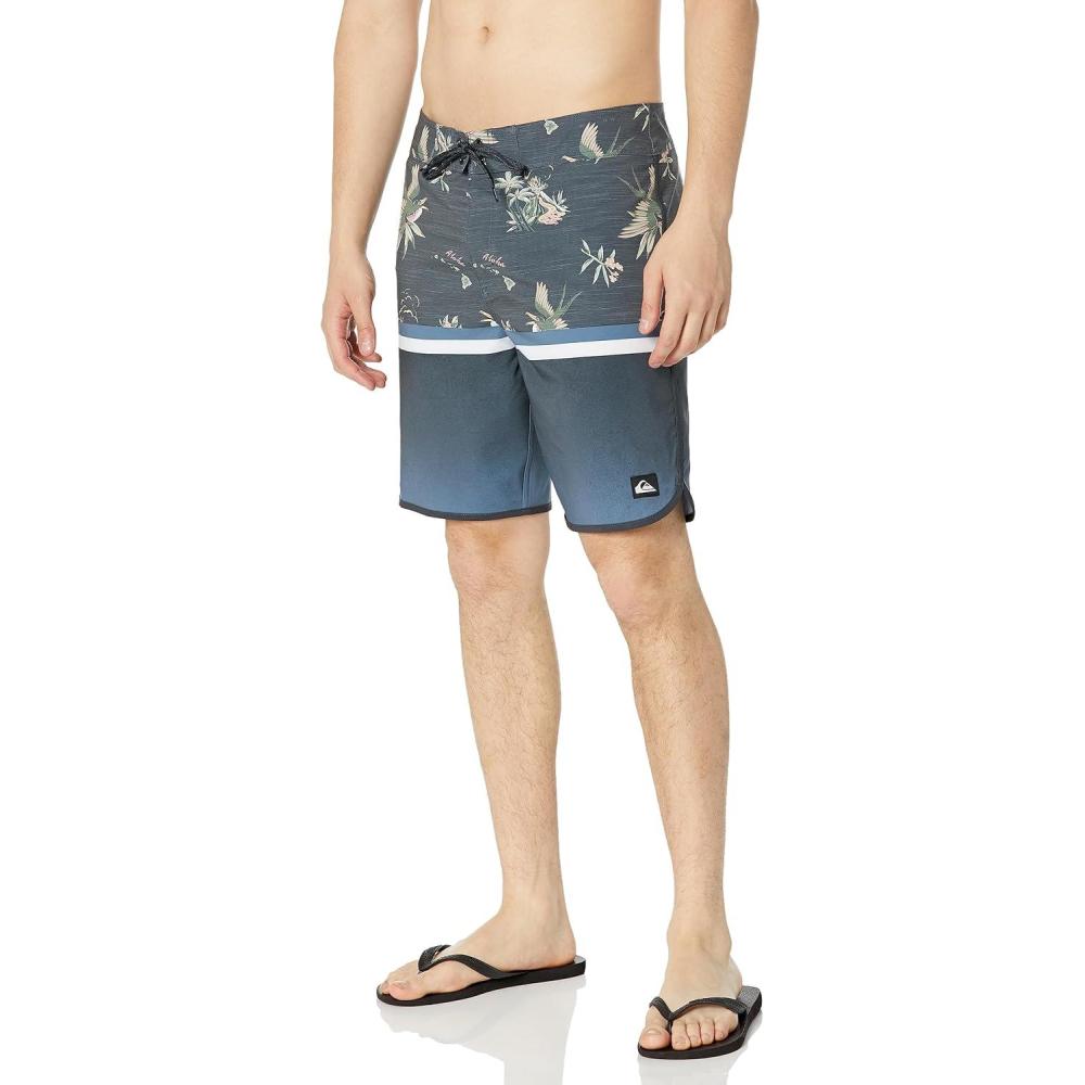 imageQuiksilver Mens Standard Surfsilk Scallop 19 Boardshort Swim TrunkBering Sea