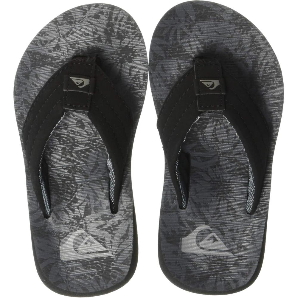 imageQuiksilver Youth Monkey Wrench Flip Flop Sandal Little KidBig KidBlackGreyBlack