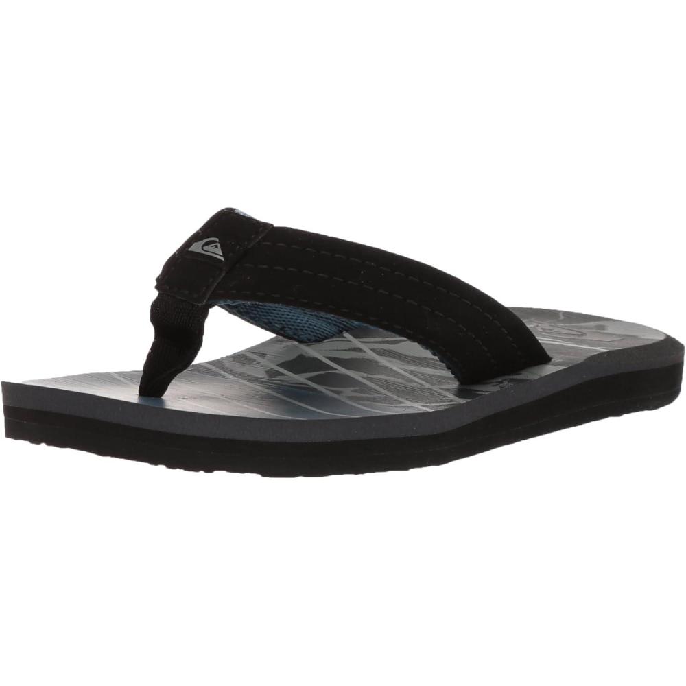 imageQuiksilver Youth Monkey Wrench Flip Flop Sandal Little KidBig KidBlackGreyBlue