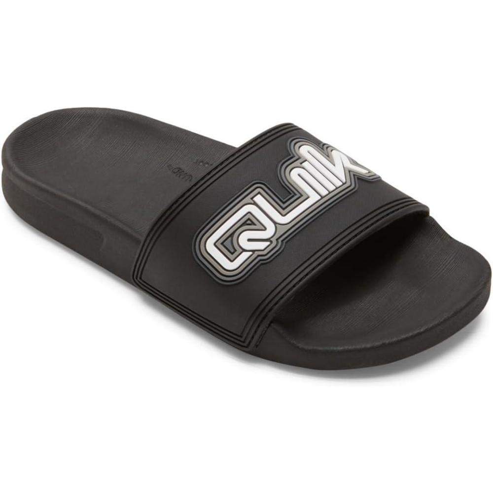 imageQuiksilver mens Quiksilver Mens Rivi Wordmark II Slide SandalCharcoal Grey
