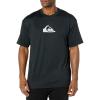 Quiksilver Men’s Solid Streak Short Sleeve UPF 50 Rashguard(Black Small Logo)