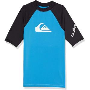 Quiksilver Boys Time Short Sleeve Youth Rashguard Surf Shirt(Blithe / Black)