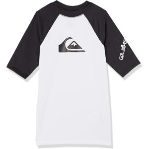 Quiksilver Boys Time Short Sleeve Youth Rashguard Surf Shirt(White / Black)