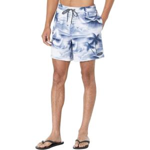 Quiksilver Mens 17 Inch Elastic Waist Swim Trunk Bathing Suit Short(Blue Indigo Mystic Session)