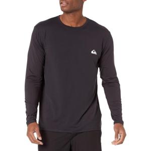 Quiksilver Mens Quiksilver Men’s Solid Streak Long Sleeve Rashguard UPF 50 Sun Protection Surf Shirt(Black)
