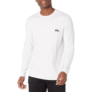Quiksilver Mens Quiksilver Men’s Solid Streak Long Sleeve Rashguard UPF 50 Sun Protection Surf Shirt(White)