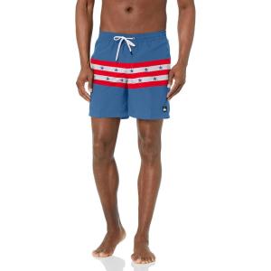 Quiksilver Men’s Solid Elastic Waist Volley Boardshort Swim Trunk Bathing Suit(Captains Blue Amazon Volley)
