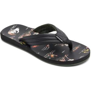 Quiksilver mens Carver Print Sandal(Black/Black/Orange)