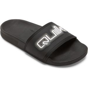 Quiksilver mens Quiksilver Men’s Rivi Wordmark II Slide Sandal(Charcoal)