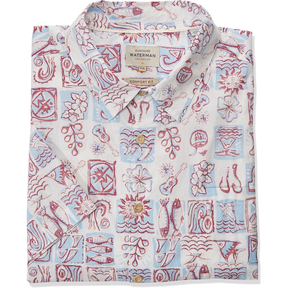 image:imageQuiksilver Mens Hawaiian Floral Surf Print Comfort Fit Button Down ShirtDusk Blue Doho Days