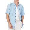 Quiksilver Mens Hawaiian Floral Surf Print Comfort Fit Button Down Shirt(Ensign Blue Master Crafter)
