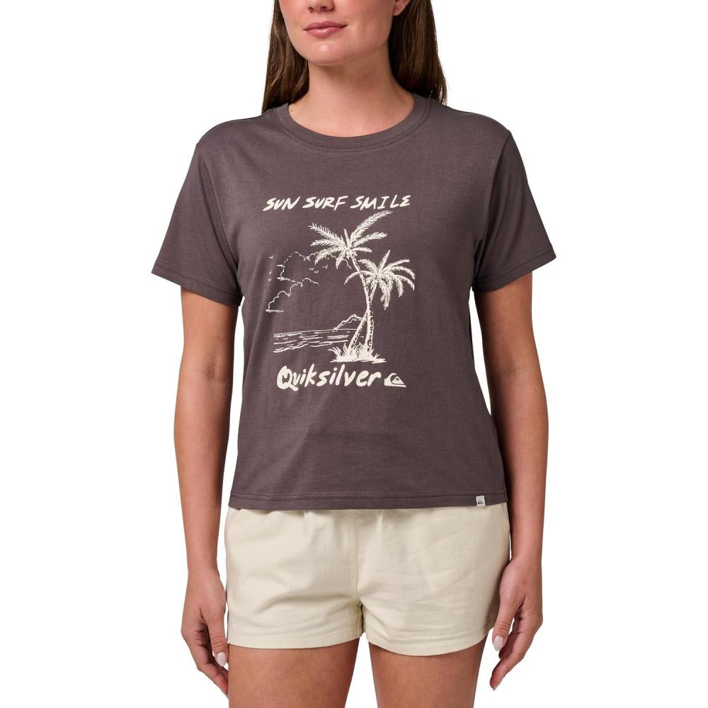 image:imageQuiksilver Womens Sun Surf Smile Classic Graphic TShirtOff Black