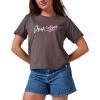Quiksilver Women’s Gradient Script Classic Graphic T-Shirt(Off Black)