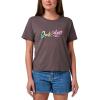 Quiksilver Women’s Gradient Script Classic Graphic T-Shirt(Off Black)