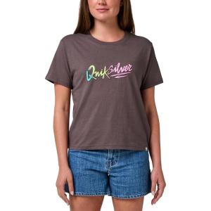 Quiksilver Women’s Gradient Script Classic Graphic T-Shirt(Off Black)