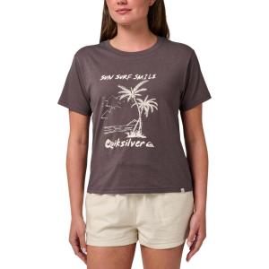 Quiksilver Women’s Sun Surf Smile Classic Graphic T-Shirt(Off Black)