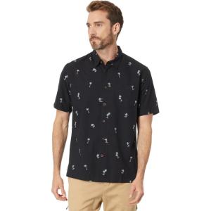 Quiksilver Men’s Sail Palm Button Up Woven Top(Black Sail Palms 233)