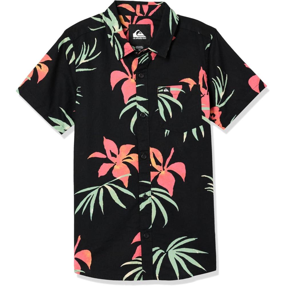 image:imageQuiksilver Boys Short Sleeve Classic Woven Shirt Button Down Top Stylish amp ComfortableBlack Aop Mix Bag Ss 241