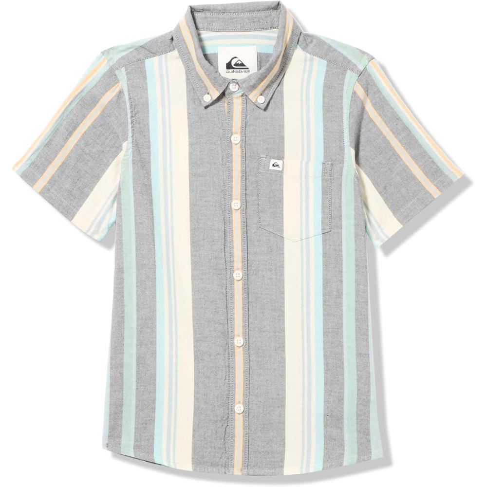 image:imageQuiksilver Boys Short Sleeve Classic Woven Shirt Button Down Top Stylish amp ComfortableBlack Oxford Stripe Ss 241