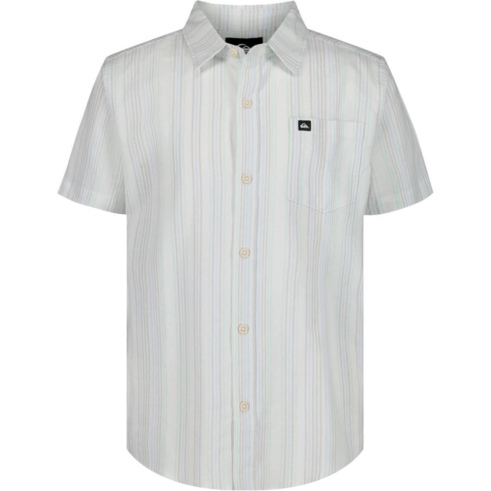 image:imageQuiksilver Boys Short Sleeve Classic Woven Shirt Button Down Top Stylish amp ComfortableOff White Stripe