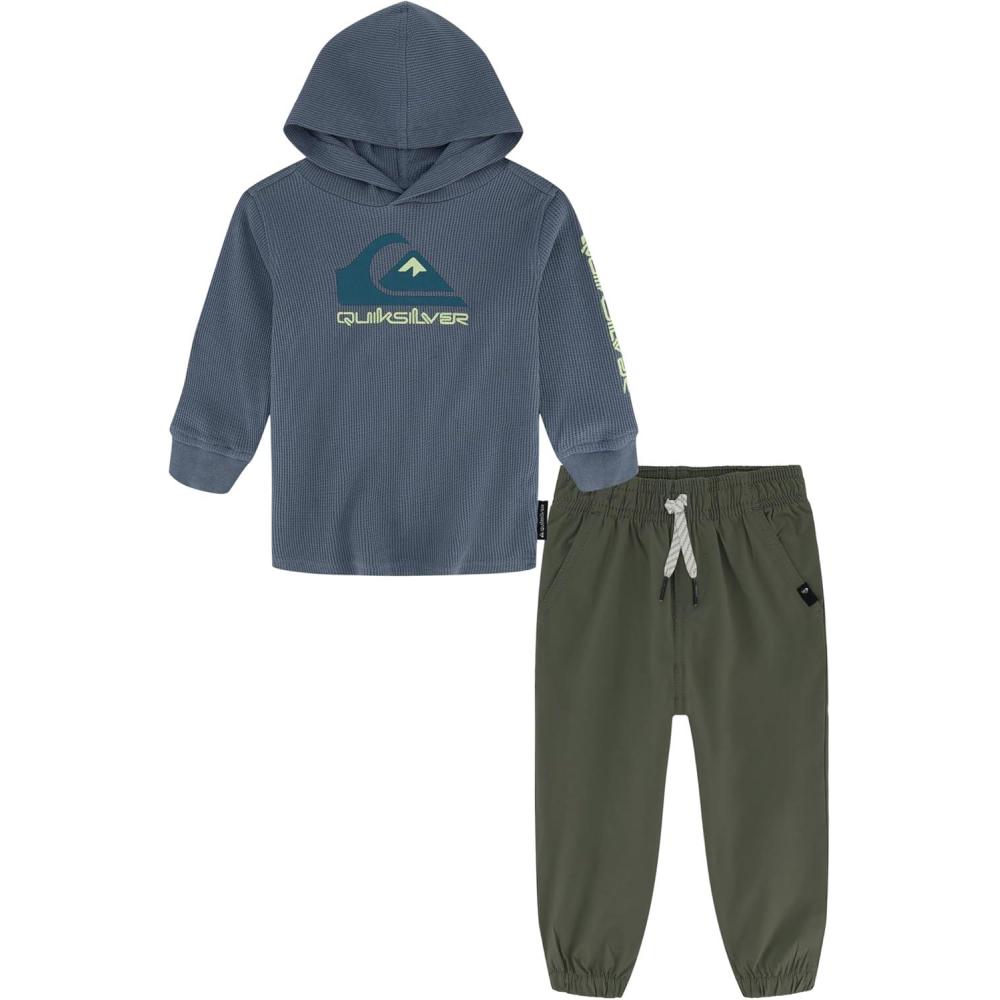 image:imageQuiksilver boys 2pc Knit Woven Pant SetFlint StoneCastor Gray
