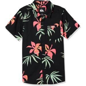 Quiksilver Boys Short Sleeve Classic Woven Shirt, Button Down Top, Stylish & Comfortable(Black Aop Mix Bag Ss 241)