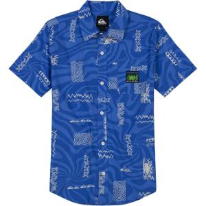 Quiksilver Boys Short Sleeve Classic Woven Shirt, Button Down Top, Stylish & Comfortable(Nebulas Blue)