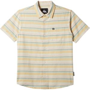 Quiksilver Boys Short Sleeve Classic Woven Shirt, Button Down Top, Stylish & Comfortable(Ochre Oxford Stripe Ss Woven 242)
