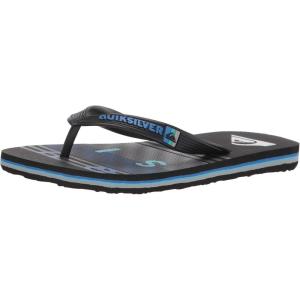 Quiksilver Boy’s Molokai Word Block Youth Sandal(Black/Blue/Black)