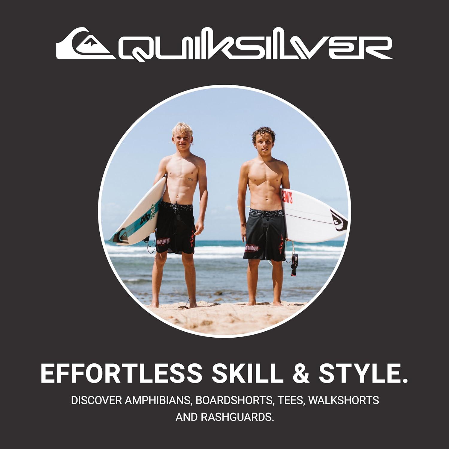 image:imageQuiksilver Boys Short Sleeve Rashguard Surf Shirt with UPF 50 Sun Protection Kids Swim TopBlack Everyday