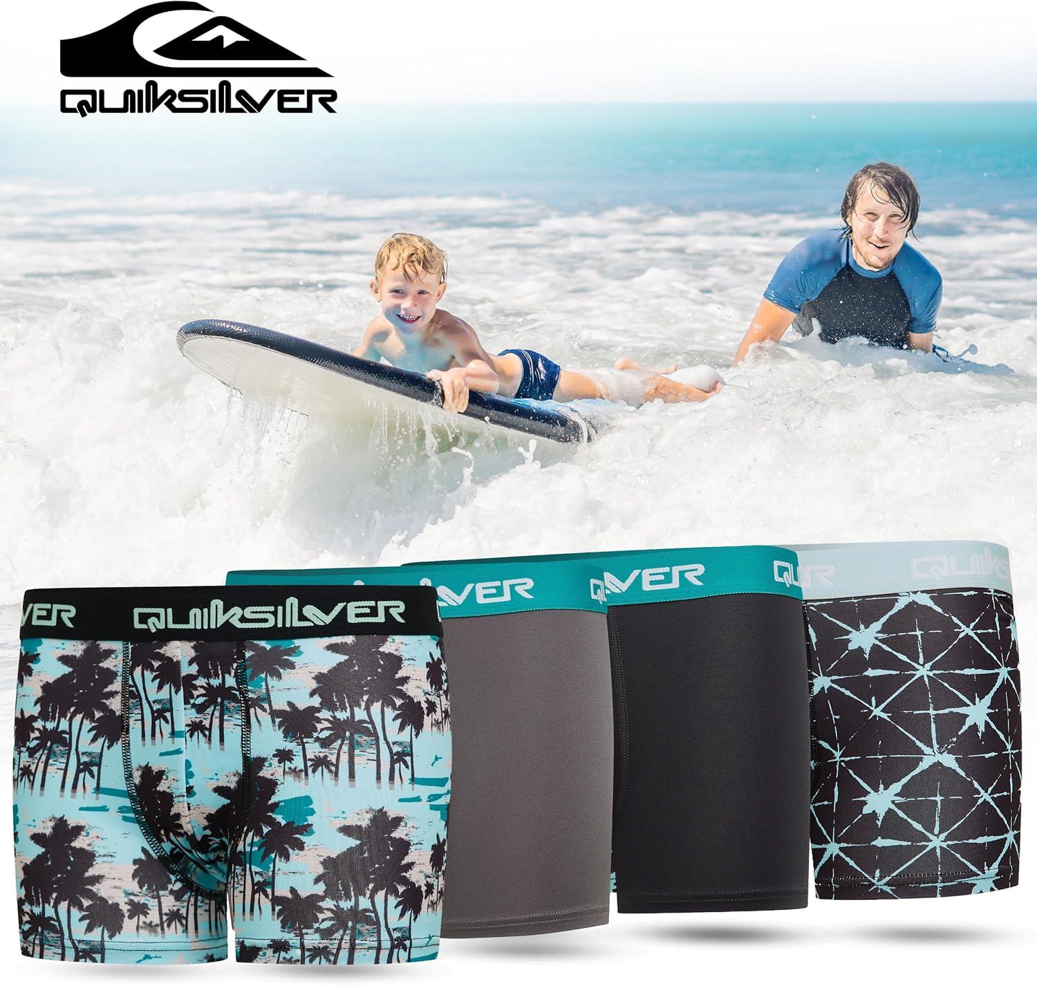 image:imageQuiksilver Boys Underwear 4 Pack Boxer Briefs for Boys 618 Durable Stretch Breathable Moisture WickingGrey black mint Floral greenBlack