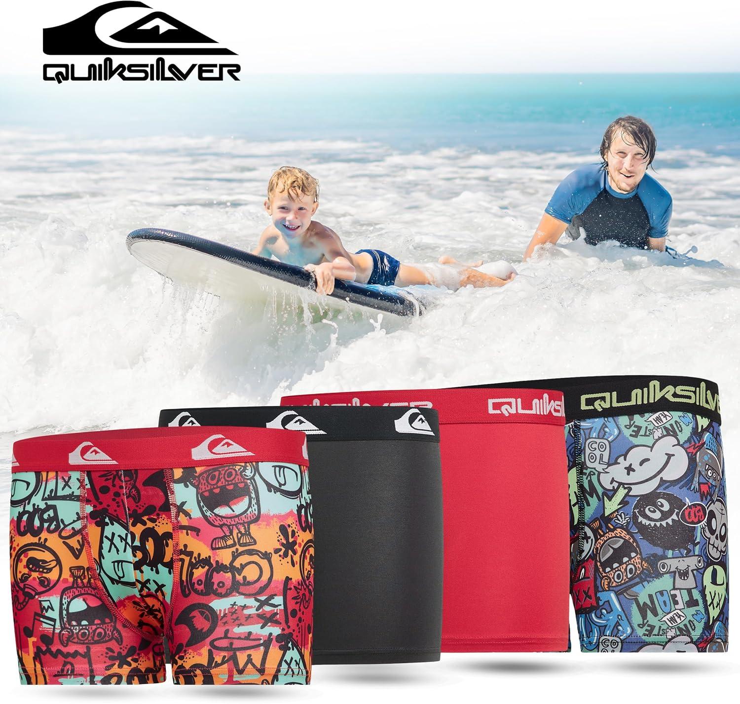image:imageQuiksilver Boys Underwear 4 Pack Boxer Briefs for Boys 618 Durable Stretch Breathable Moisture WickingRed Floral Red Black Asst
