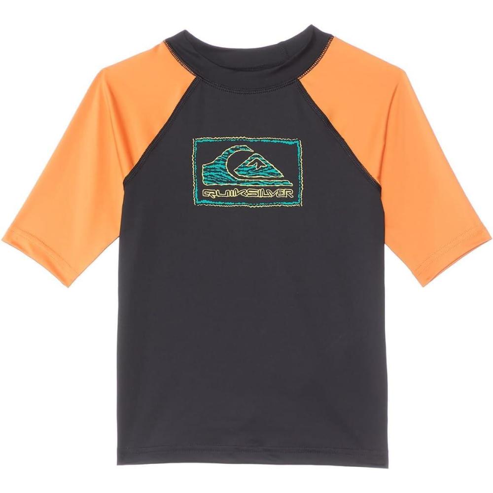 image:imageQuiksilver Boys Age 27 Everyday Short Sleeve UV RashguardBlackTangerine