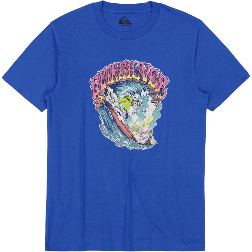 image:imageQuiksilver Boys Short Sleeve Screen Print Graphic TShirt Soft amp Comfortable Regular FitBlue Times Up