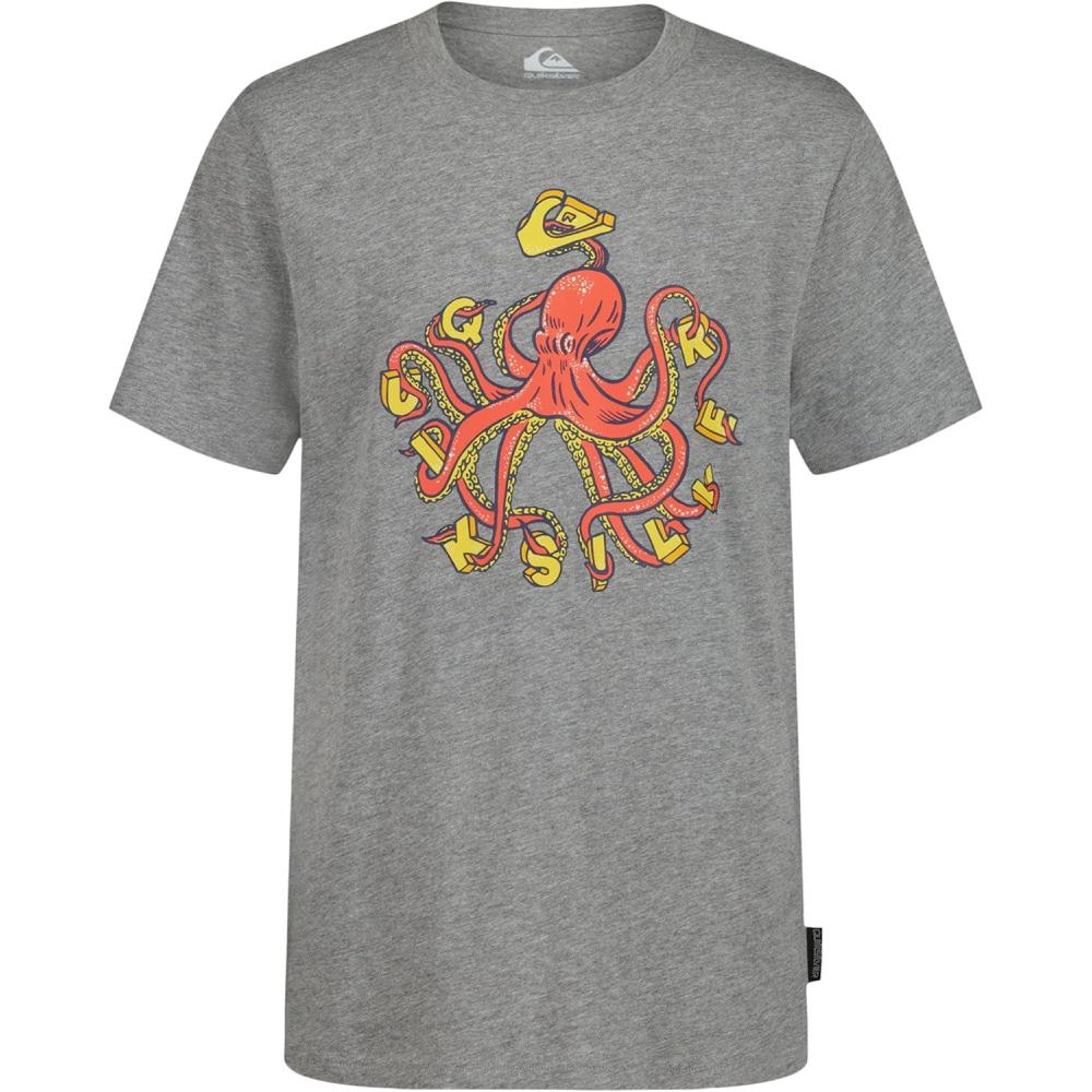 image:imageQuiksilver Boys Short Sleeve Screen Print Graphic TShirt Soft amp Comfortable Regular FitGray Octo
