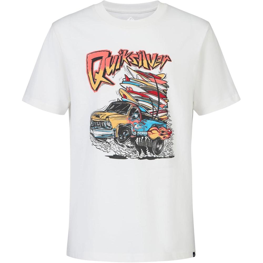 image:imageQuiksilver Boys Short Sleeve Screen Print Graphic TShirt Soft amp Comfortable Regular FitOff White Van