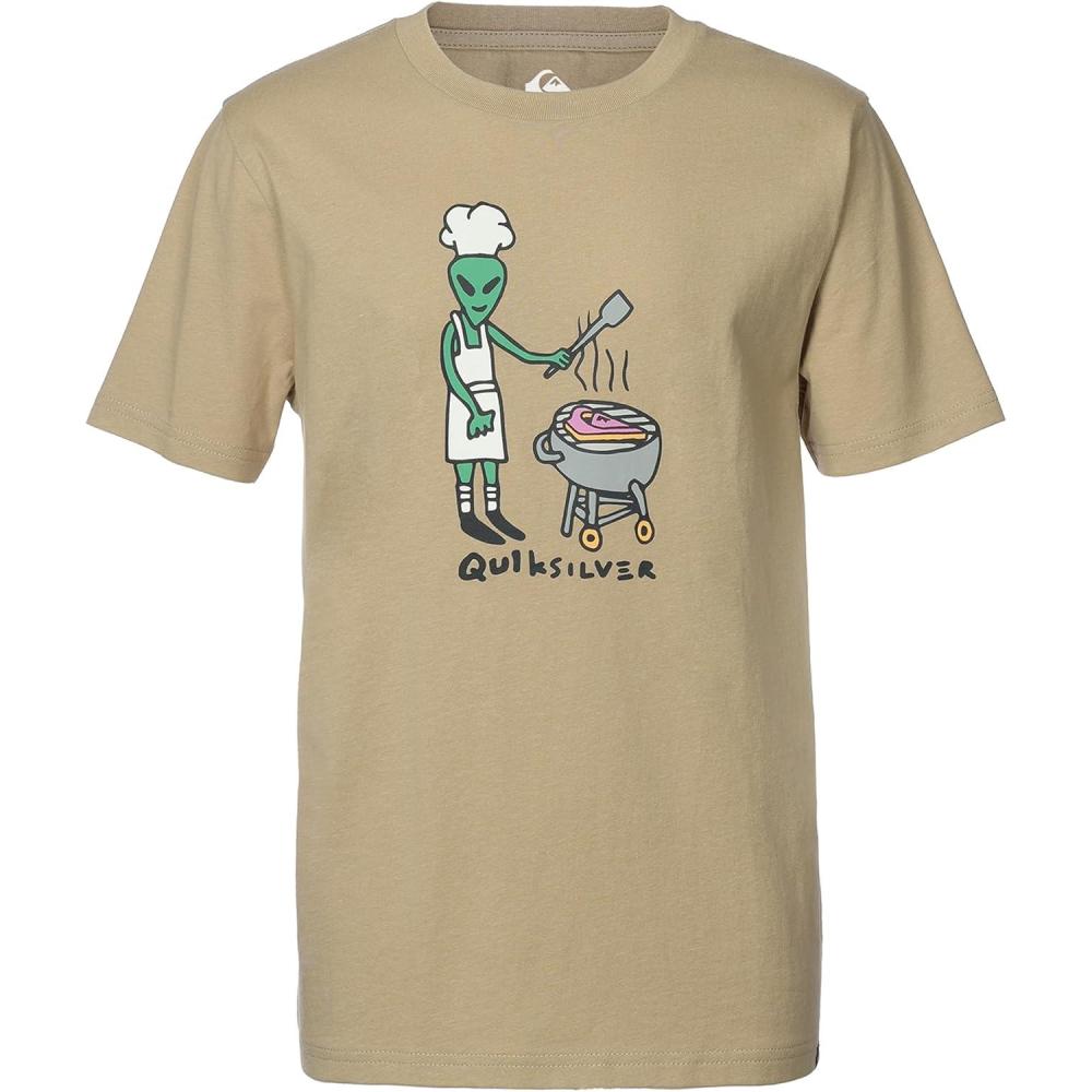 image:imageQuiksilver Boys Short Sleeve Screen Print Graphic TShirt Soft amp Comfortable Regular FitTwill Alien